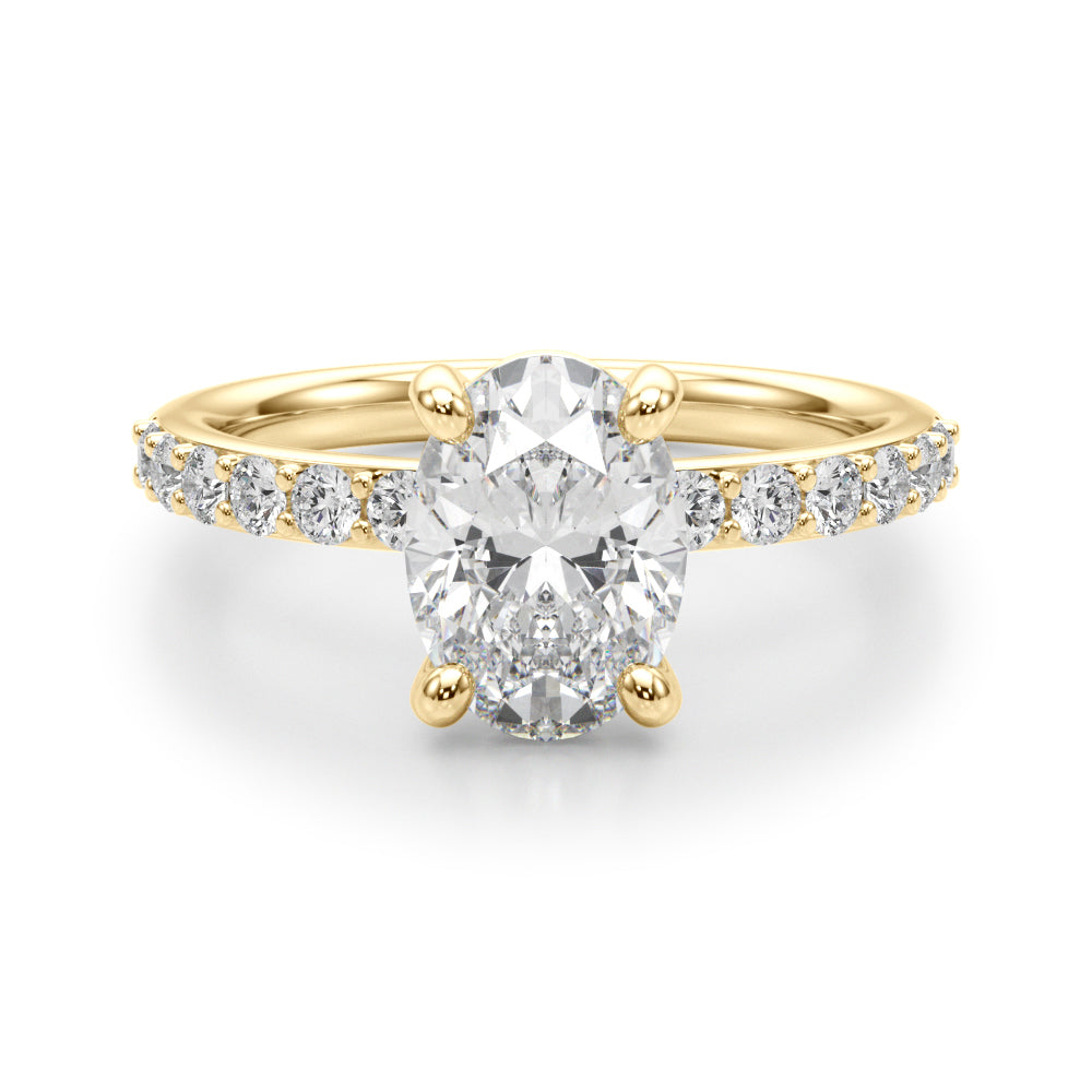 Bespoke Center Single Row Engagement Oval Diamond Engagement Ring in 10K/14K gold and platinum with certified lab-grown or natural diamonds