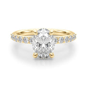 Bespoke Center Single Row Engagement Oval Diamond Engagement Ring in 10K/14K gold and platinum with certified lab-grown or natural diamonds