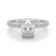 Bespoke Center Single Row Engagement Oval Diamond Engagement Ring in 10K/14K gold and platinum with certified lab-grown or natural diamonds
