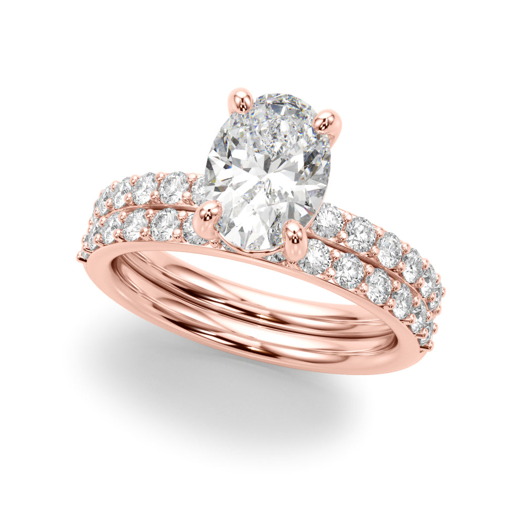 Bespoke Center Single Row Engagement Oval Diamond Engagement Ring in 10K/14K gold and platinum with certified lab-grown or natural diamonds