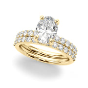 Bespoke Center Single Row Engagement Oval Diamond Engagement Ring in 10K/14K gold and platinum with certified lab-grown or natural diamonds