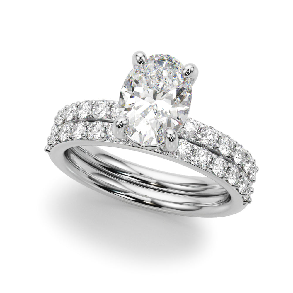 Bespoke Center Single Row Engagement Oval Diamond Engagement Ring in 10K/14K gold and platinum with certified lab-grown or natural diamonds