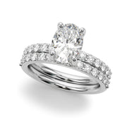 Bespoke Center Single Row Engagement Oval Diamond Engagement Ring in 10K/14K gold and platinum with certified lab-grown or natural diamonds