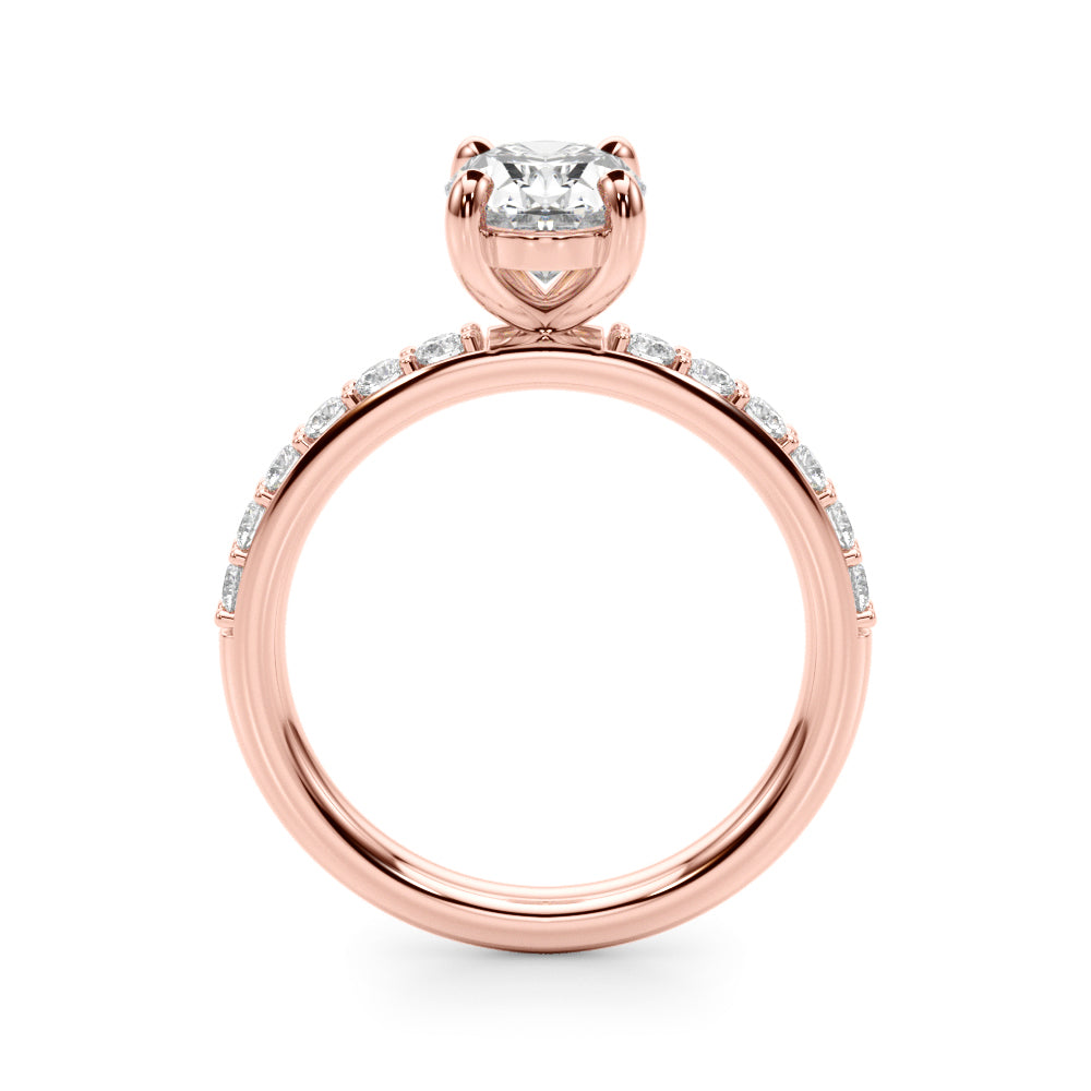 Bespoke Center Single Row Engagement Oval Diamond Engagement Ring in 10K/14K gold and platinum with certified lab-grown or natural diamonds