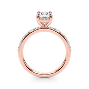 Bespoke Center Single Row Engagement Oval Diamond Engagement Ring in 10K/14K gold and platinum with certified lab-grown or natural diamonds