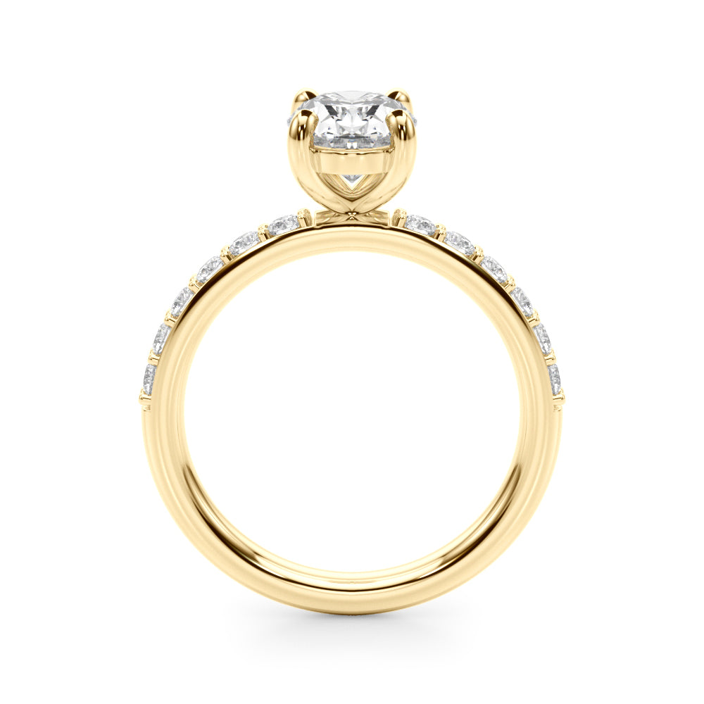 Bespoke Center Single Row Engagement Oval Diamond Engagement Ring in 10K/14K gold and platinum with certified lab-grown or natural diamonds