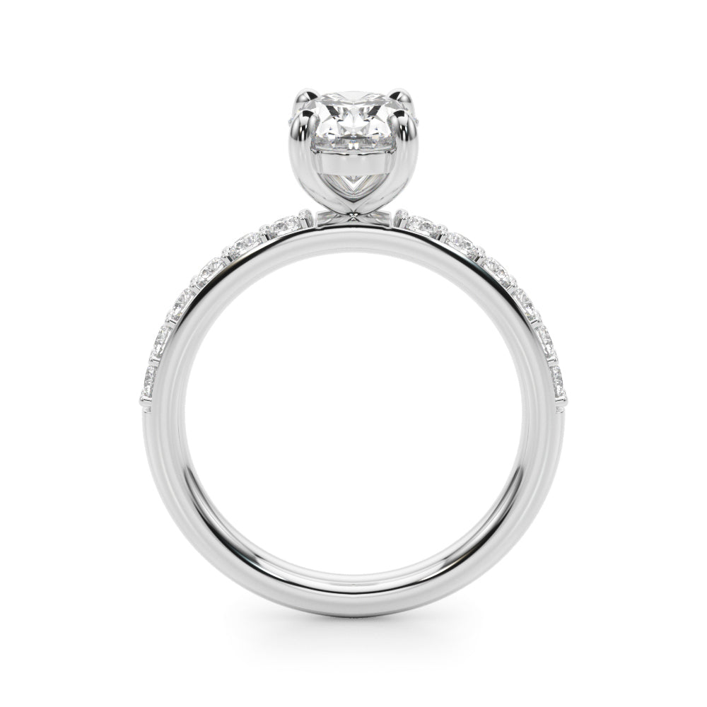Bespoke Center Single Row Engagement Oval Diamond Engagement Ring in 10K/14K gold and platinum with certified lab-grown or natural diamonds