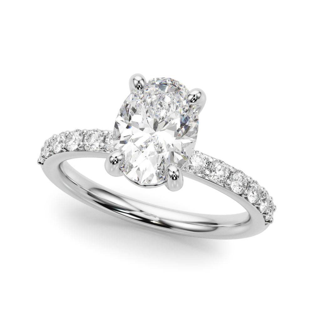 Bespoke Center Single Row Engagement Oval Diamond Engagement Ring in 10K/14K gold and platinum with certified lab-grown or natural diamonds