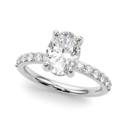 Bespoke Center Single Row Engagement Oval Diamond Engagement Ring in 10K/14K gold and platinum with certified lab-grown or natural diamonds