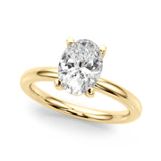 Exquisite Solitaire Oval Diamond Engagement Ring in 10K/14K gold and platinum with certified lab-grown or natural diamonds