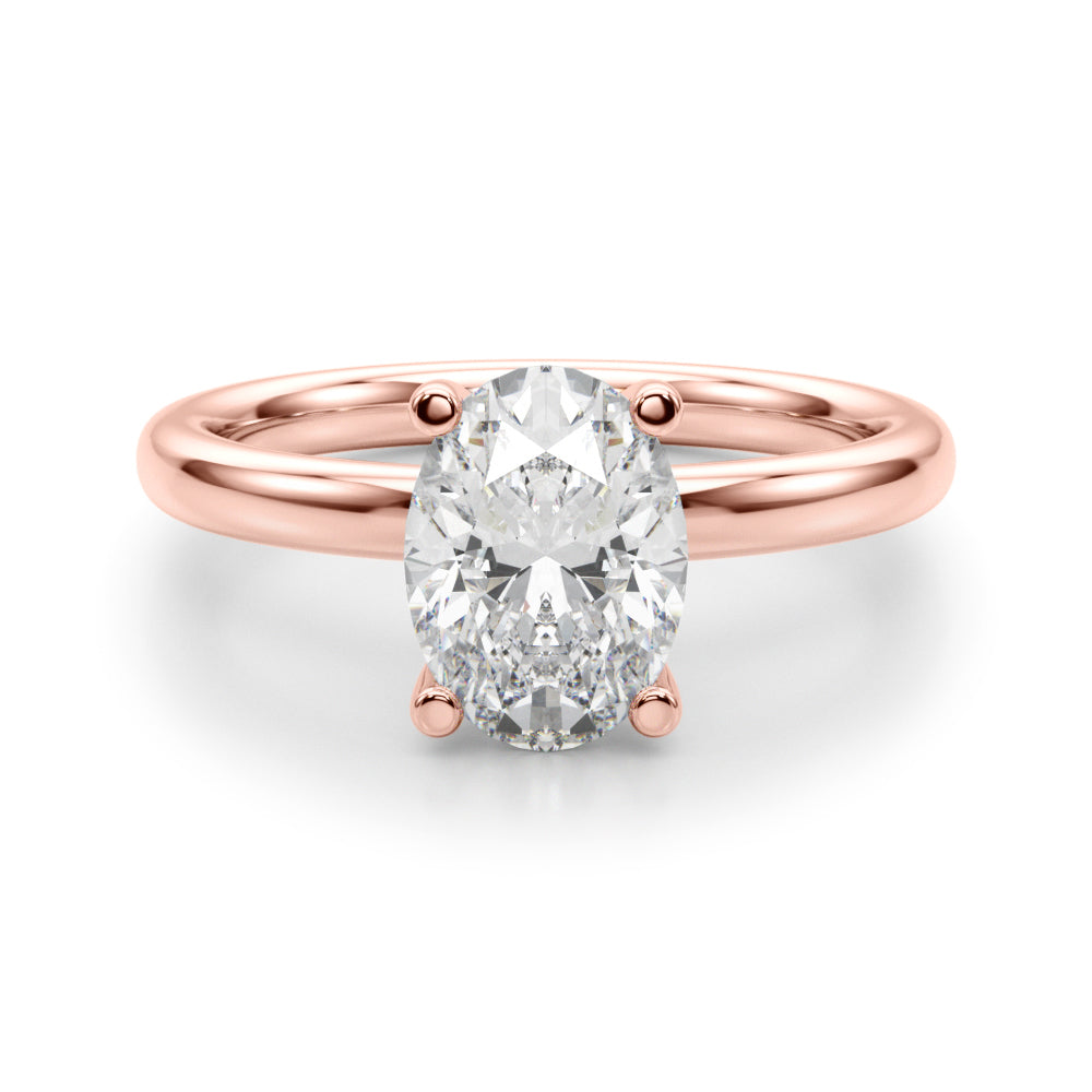 Exquisite Solitaire Oval Diamond Engagement Ring in 10K/14K gold and platinum with certified lab-grown or natural diamonds