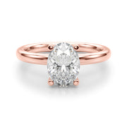 Exquisite Solitaire Oval Diamond Engagement Ring in 10K/14K gold and platinum with certified lab-grown or natural diamonds