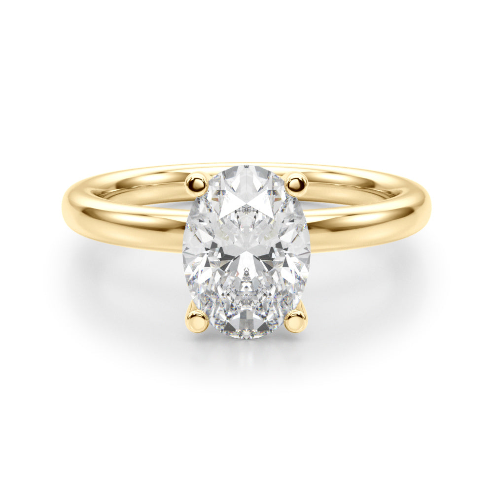 Exquisite Solitaire Oval Diamond Engagement Ring in 10K/14K gold and platinum with certified lab-grown or natural diamonds