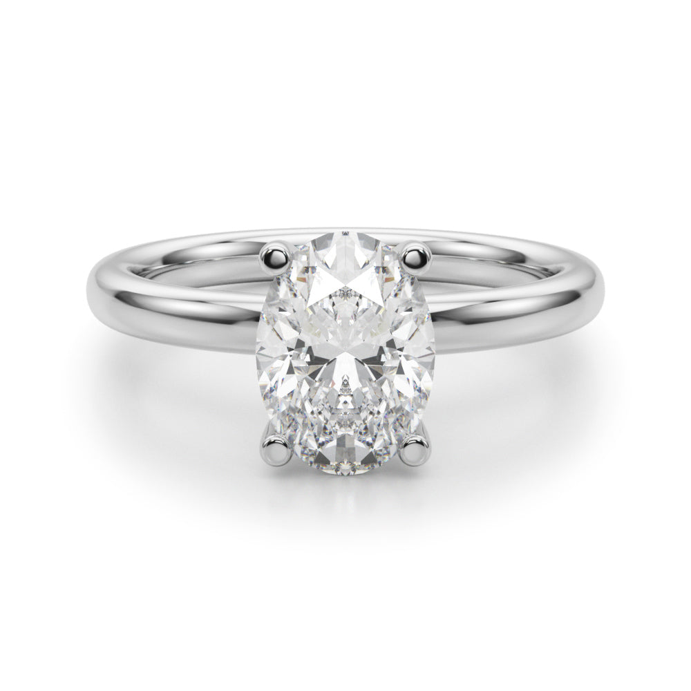 Exquisite Solitaire Oval Diamond Engagement Ring in 10K/14K gold and platinum with certified lab-grown or natural diamonds