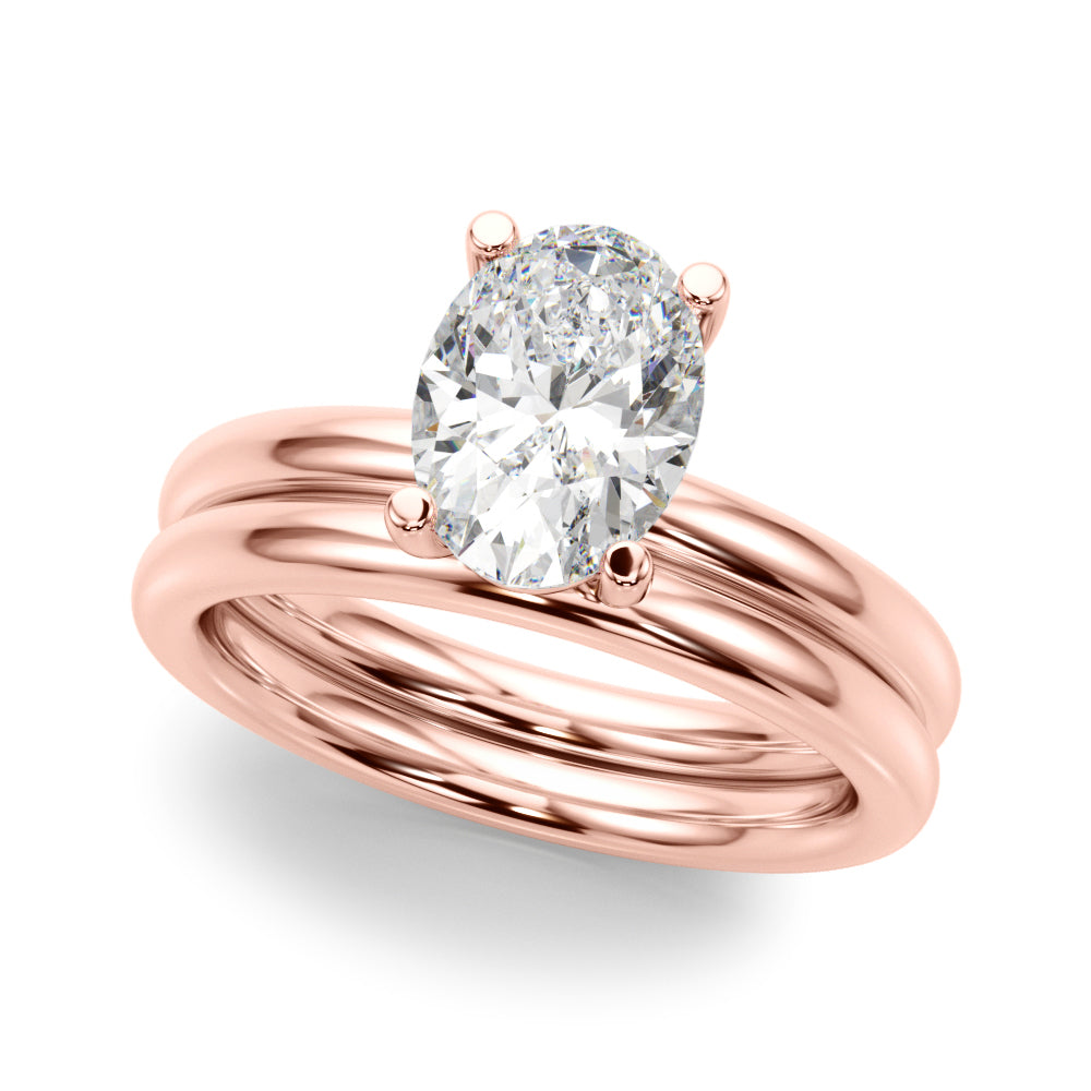 Exquisite Solitaire Oval Diamond Engagement Ring in 10K/14K gold and platinum with certified lab-grown or natural diamonds