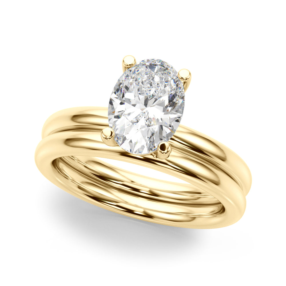 Exquisite Solitaire Oval Diamond Engagement Ring in 10K/14K gold and platinum with certified lab-grown or natural diamonds