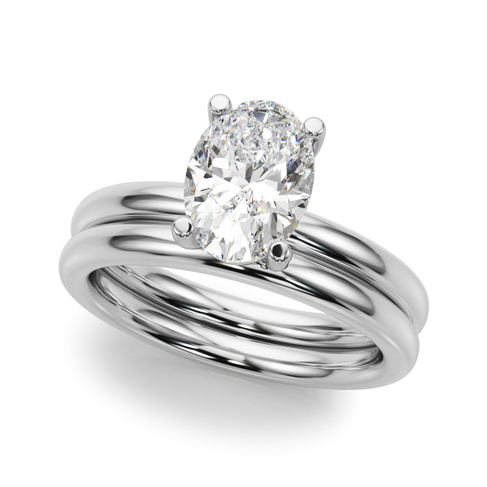 Exquisite Solitaire Oval Diamond Engagement Ring in 10K/14K gold and platinum with certified lab-grown or natural diamonds