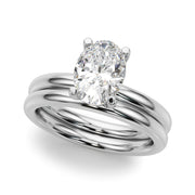 Exquisite Solitaire Oval Diamond Engagement Ring in 10K/14K gold and platinum with certified lab-grown or natural diamonds