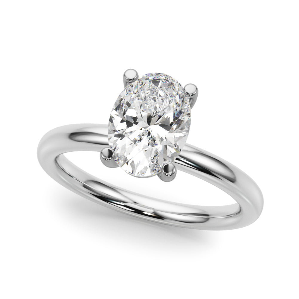 Exquisite Solitaire Oval Diamond Engagement Ring in 10K/14K gold and platinum with certified lab-grown or natural diamonds