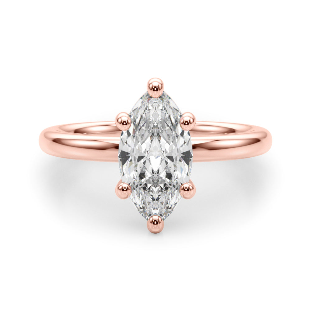 Regal Solitaire Marquise Diamond Engagement Ring in 10K/14K gold and platinum with certified lab-grown or natural diamonds