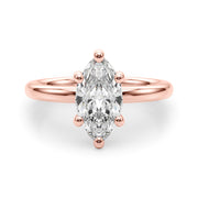Regal Solitaire Marquise Diamond Engagement Ring in 10K/14K gold and platinum with certified lab-grown or natural diamonds