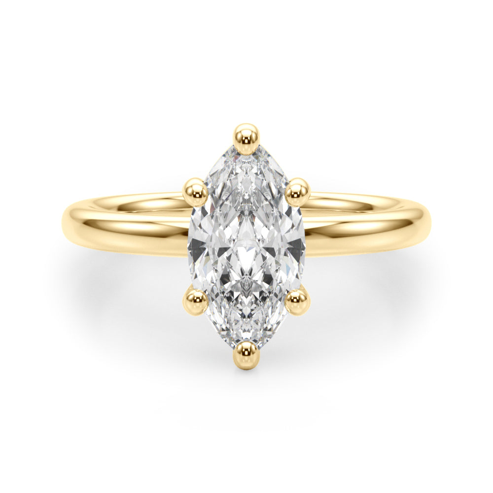 Regal Solitaire Marquise Diamond Engagement Ring in 10K/14K gold and platinum with certified lab-grown or natural diamonds