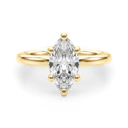 Regal Solitaire Marquise Diamond Engagement Ring in 10K/14K gold and platinum with certified lab-grown or natural diamonds