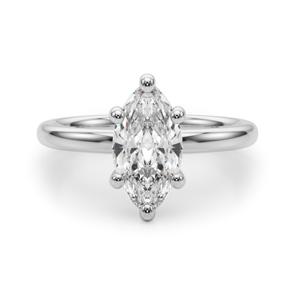 Regal Solitaire Marquise Diamond Engagement Ring in 10K/14K gold and platinum with certified lab-grown or natural diamonds
