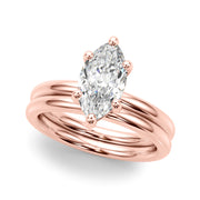 Regal Solitaire Marquise Diamond Engagement Ring in 10K/14K gold and platinum with certified lab-grown or natural diamonds