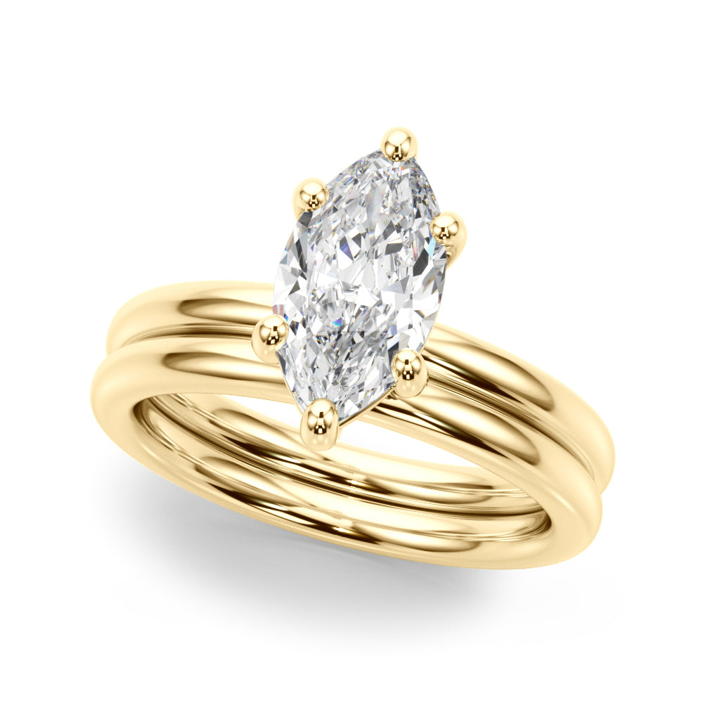 Regal Solitaire Marquise Diamond Engagement Ring in 10K/14K gold and platinum with certified lab-grown or natural diamonds