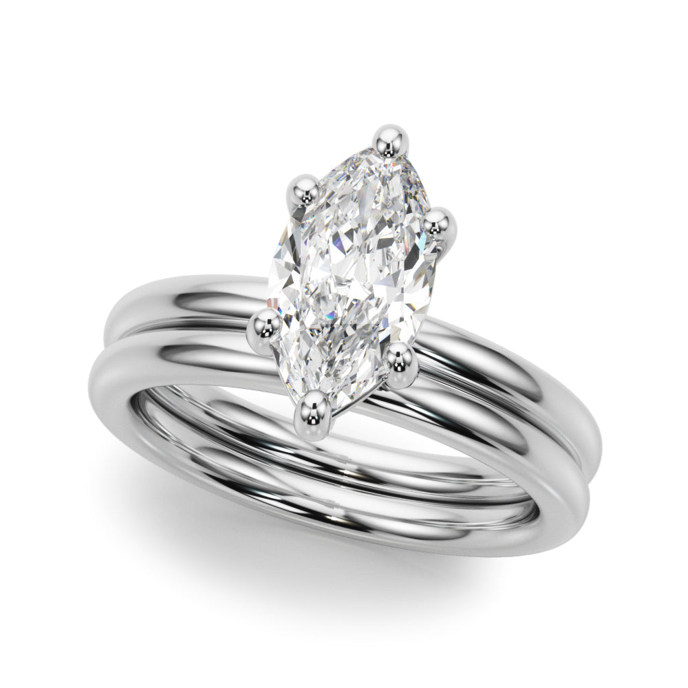 Regal Solitaire Marquise Diamond Engagement Ring in 10K/14K gold and platinum with certified lab-grown or natural diamonds