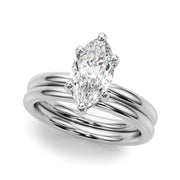 Regal Solitaire Marquise Diamond Engagement Ring in 10K/14K gold and platinum with certified lab-grown or natural diamonds