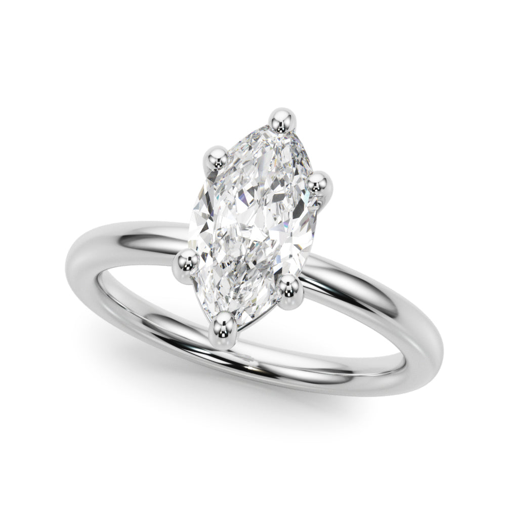 Regal Solitaire Marquise Diamond Engagement Ring in 10K/14K gold and platinum with certified lab-grown or natural diamonds