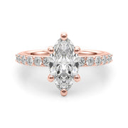 Sophisticated Mq Center Single Row Engagement Marquise Diamond Engagement Ring in 10K/14K gold and platinum with certified lab-grown or natural diamonds