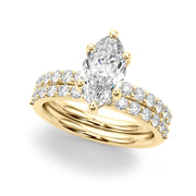Sophisticated Mq Center Single Row Engagement Marquise Diamond Engagement Ring in 10K/14K gold and platinum with certified lab-grown or natural diamonds