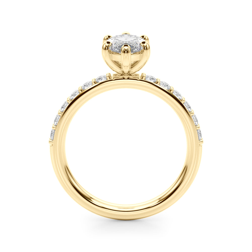 Sophisticated Mq Center Single Row Engagement Marquise Diamond Engagement Ring in 10K/14K gold and platinum with certified lab-grown or natural diamonds