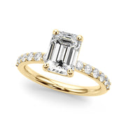 Eternal Ec Center Single Row Engagement Emerald Diamond Engagement Ring in 10K/14K gold and platinum with certified lab-grown or natural diamonds