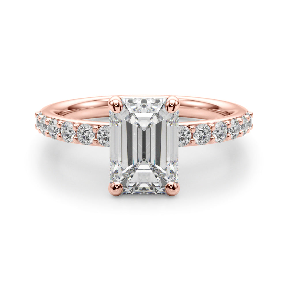 Eternal Ec Center Single Row Engagement Emerald Diamond Engagement Ring in 10K/14K gold and platinum with certified lab-grown or natural diamonds