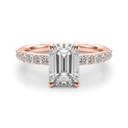Eternal Ec Center Single Row Engagement Emerald Diamond Engagement Ring in 10K/14K gold and platinum with certified lab-grown or natural diamonds