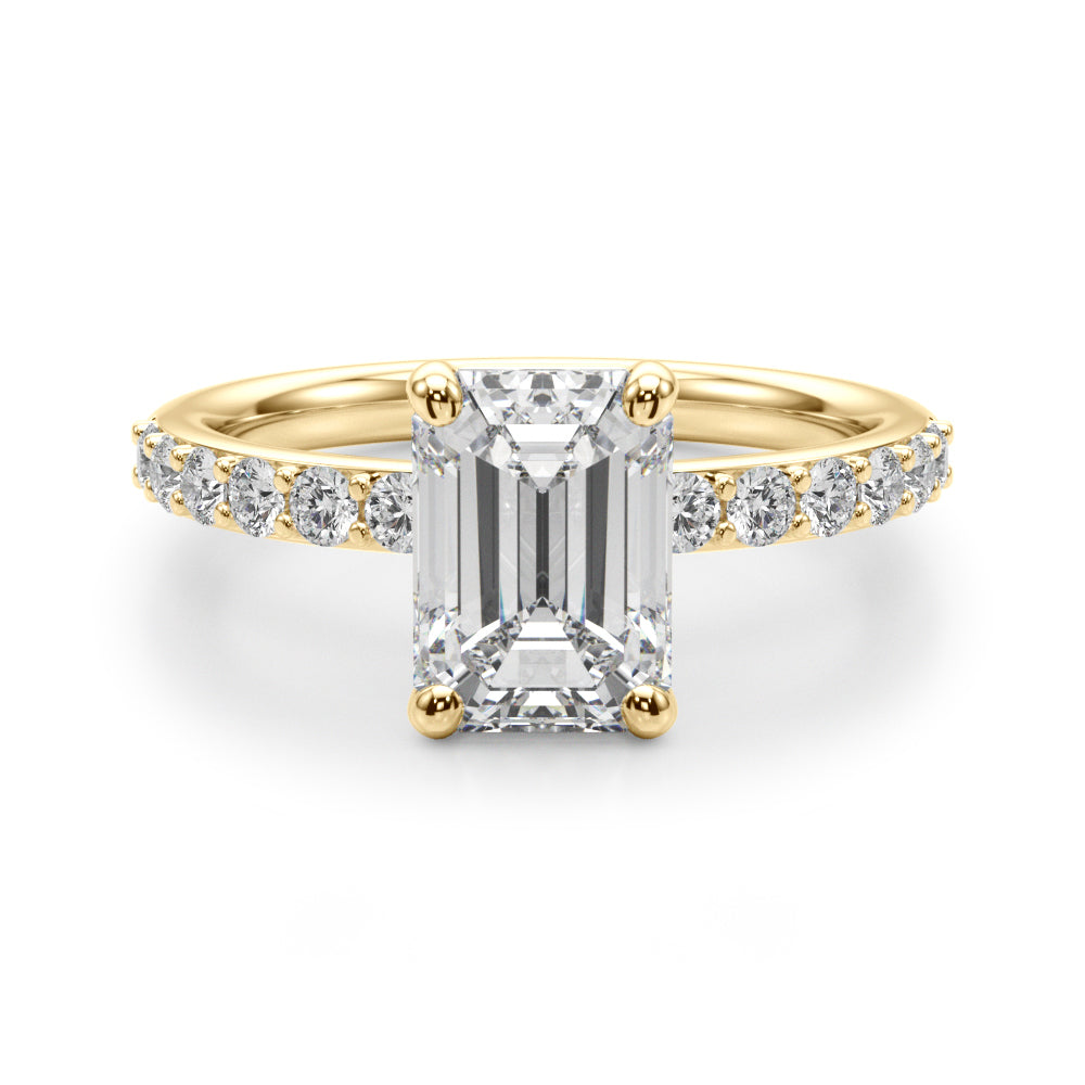 Eternal Ec Center Single Row Engagement Emerald Diamond Engagement Ring in 10K/14K gold and platinum with certified lab-grown or natural diamonds