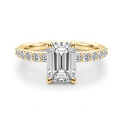 Eternal Ec Center Single Row Engagement Emerald Diamond Engagement Ring in 10K/14K gold and platinum with certified lab-grown or natural diamonds
