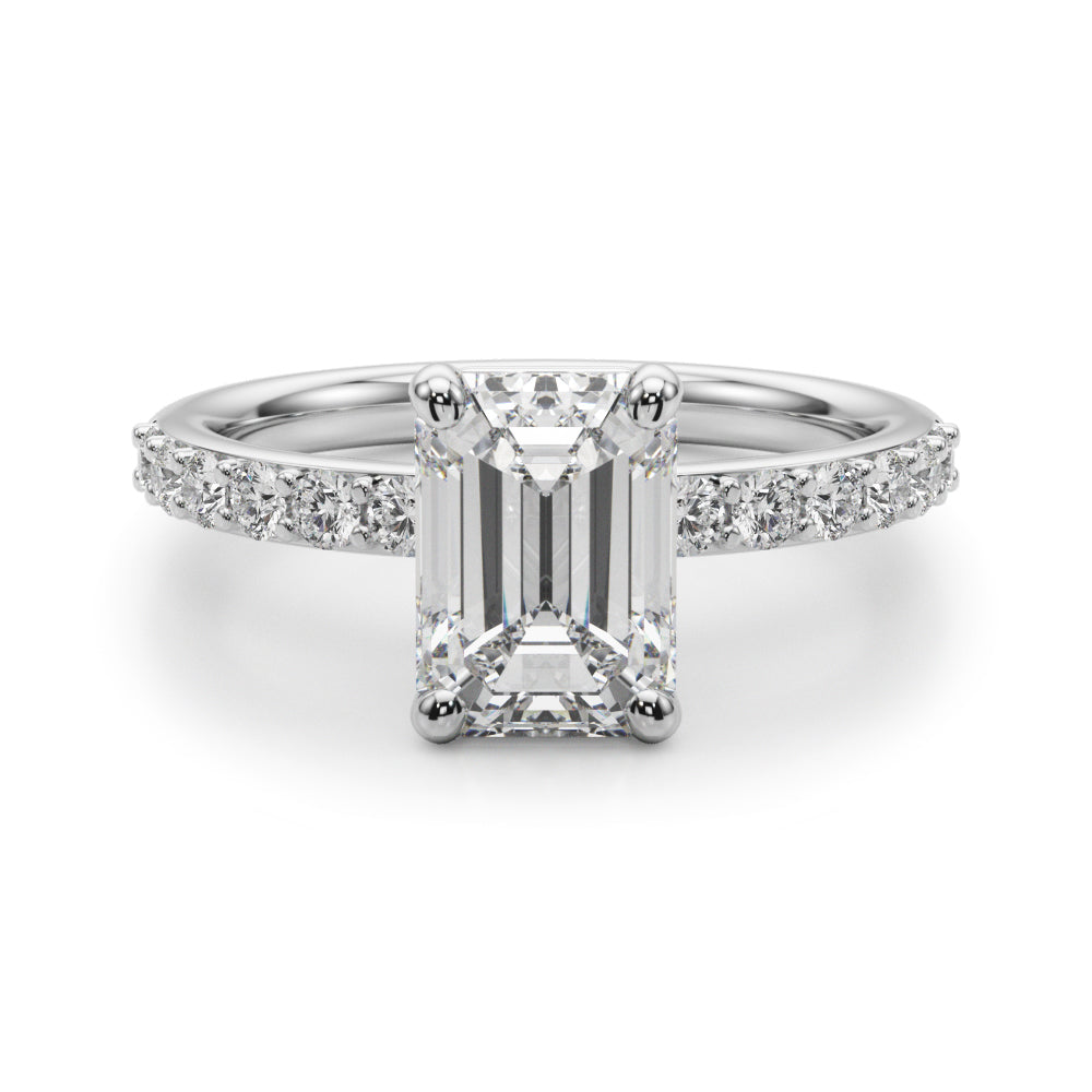 Eternal Ec Center Single Row Engagement Emerald Diamond Engagement Ring in 10K/14K gold and platinum with certified lab-grown or natural diamonds