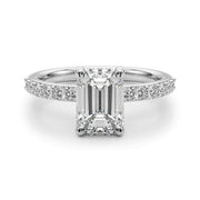 Eternal Ec Center Single Row Engagement Emerald Diamond Engagement Ring in 10K/14K gold and platinum with certified lab-grown or natural diamonds