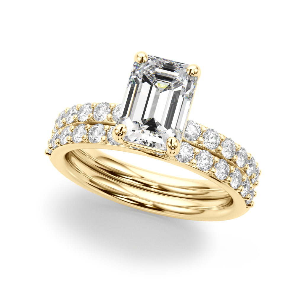 Eternal Ec Center Single Row Engagement Emerald Diamond Engagement Ring in 10K/14K gold and platinum with certified lab-grown or natural diamonds