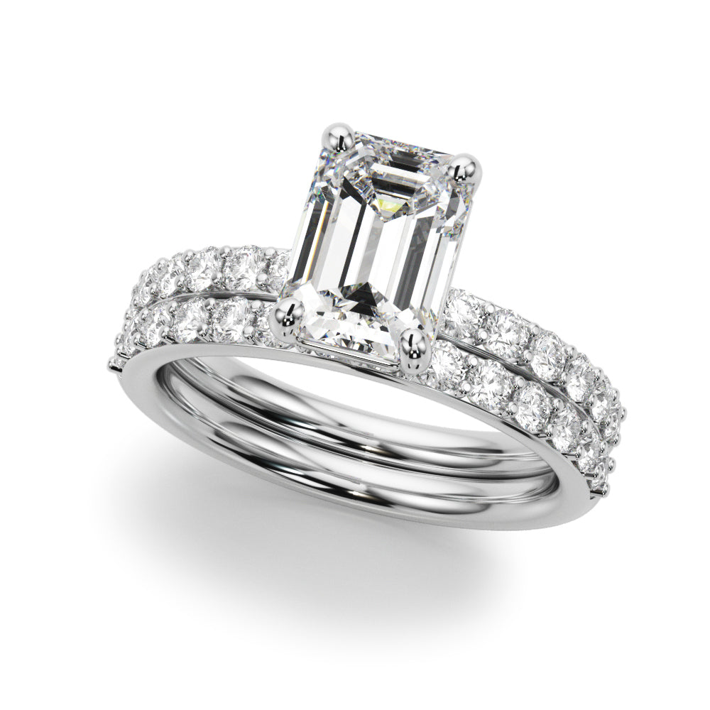 Eternal Ec Center Single Row Engagement Emerald Diamond Engagement Ring in 10K/14K gold and platinum with certified lab-grown or natural diamonds