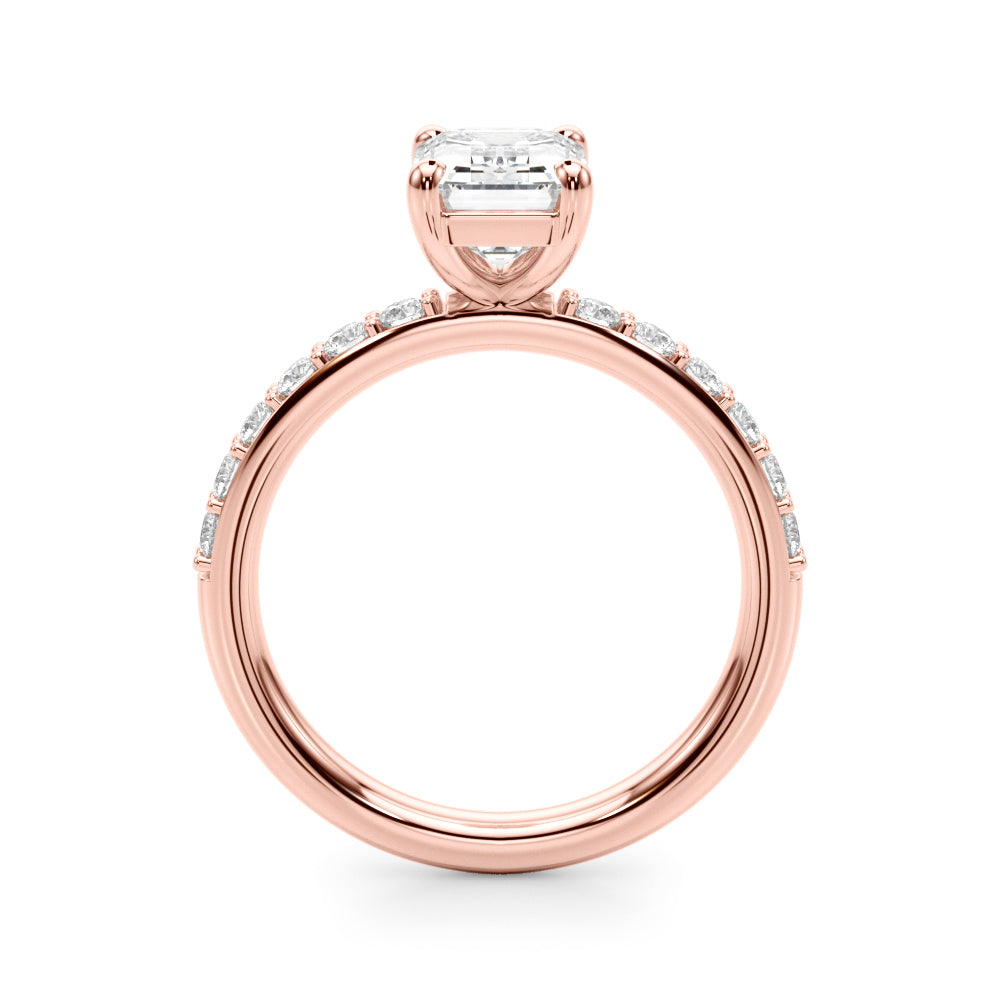 Eternal Ec Center Single Row Engagement Emerald Diamond Engagement Ring in 10K/14K gold and platinum with certified lab-grown or natural diamonds