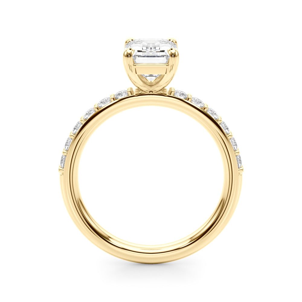 Eternal Ec Center Single Row Engagement Emerald Diamond Engagement Ring in 10K/14K gold and platinum with certified lab-grown or natural diamonds