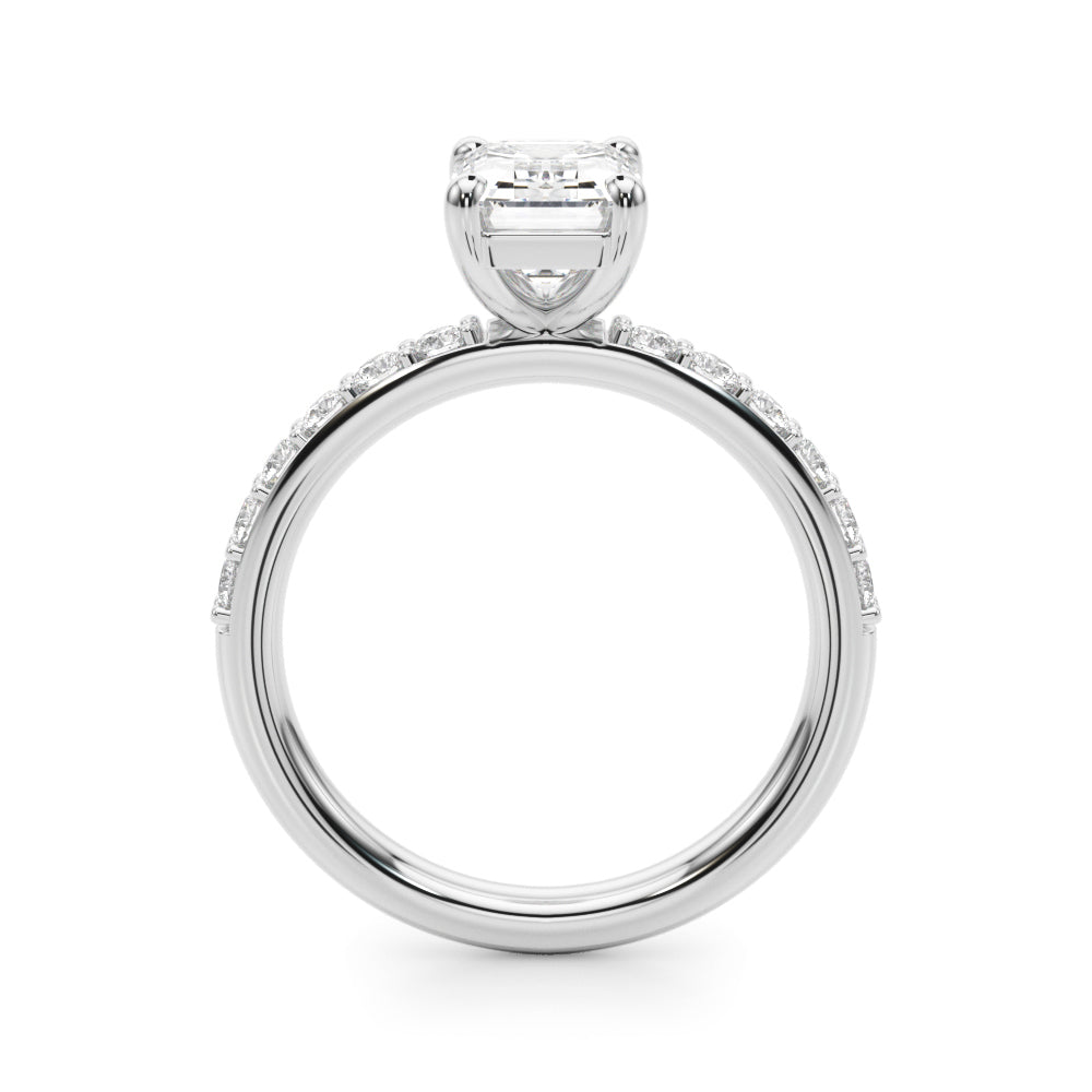 Eternal Ec Center Single Row Engagement Emerald Diamond Engagement Ring in 10K/14K gold and platinum with certified lab-grown or natural diamonds