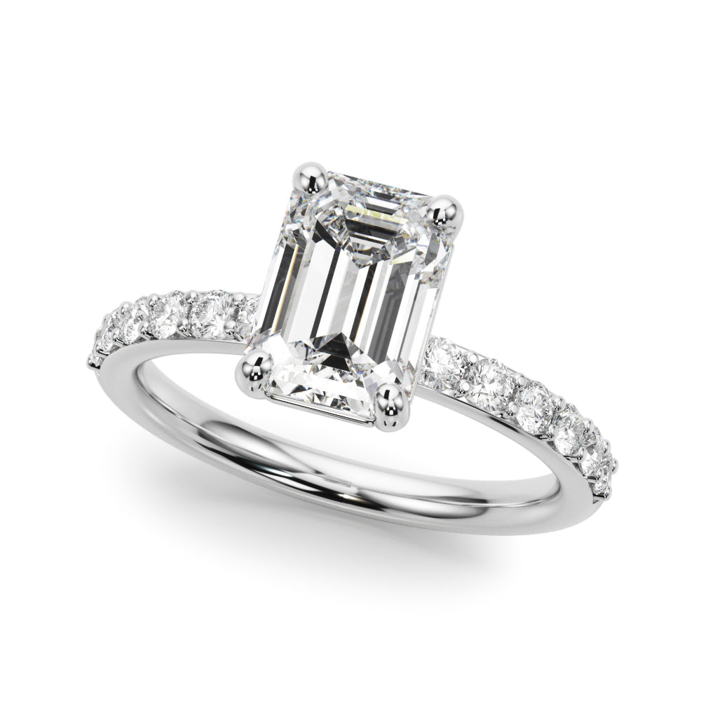 Eternal Ec Center Single Row Engagement Emerald Diamond Engagement Ring in 10K/14K gold and platinum with certified lab-grown or natural diamonds