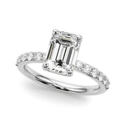 Eternal Ec Center Single Row Engagement Emerald Diamond Engagement Ring in 10K/14K gold and platinum with certified lab-grown or natural diamonds